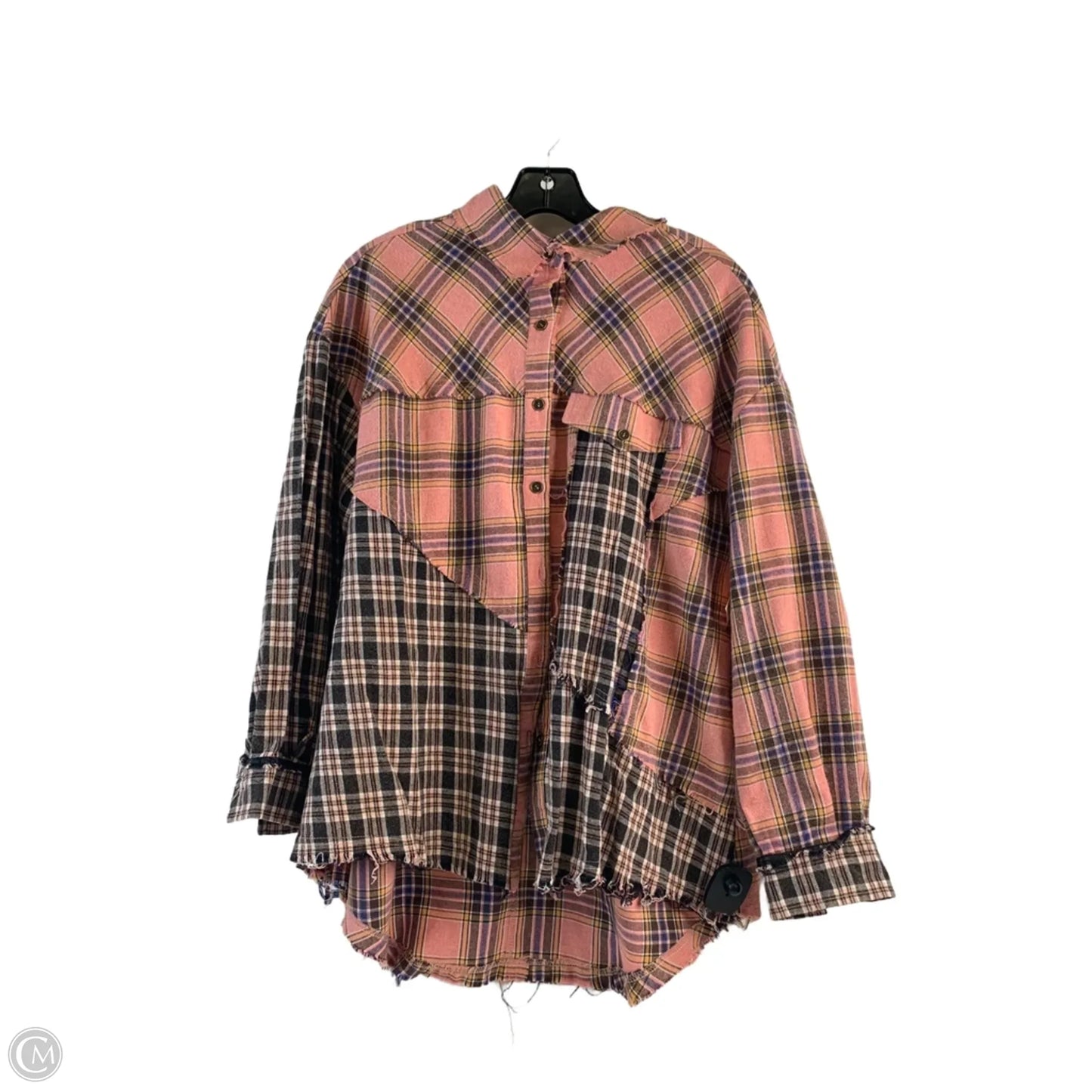 Top Long Sleeve By Pol In Plaid Pattern, Size: S