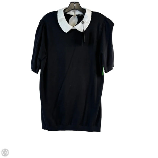 Top Short Sleeve By Adrianna Papell In Black & White, Size: Xl