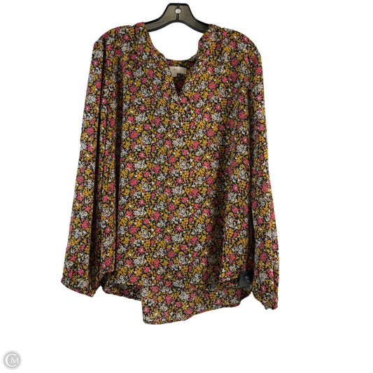 Top Long Sleeve By Loft In Pink & Yellow, Size: Xl