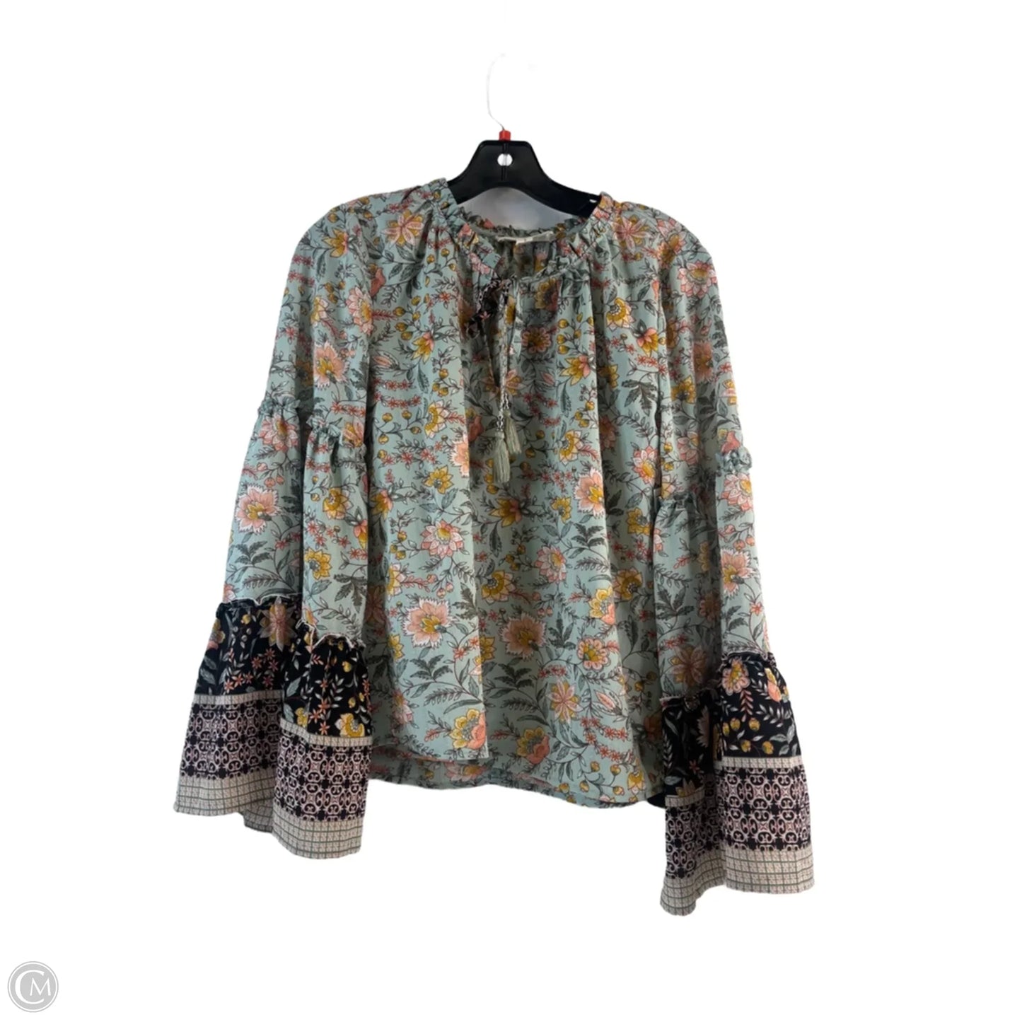 Top Long Sleeve By Love Stitch In Green & Orange, Size: S