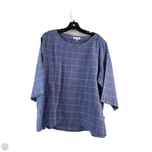 Top 3/4 Sleeve By Habitat In Blue & White, Size: Xl
