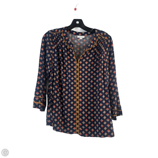 Top 3/4 Sleeve Basic By J. Jill In Blue & Orange, Size: Xs