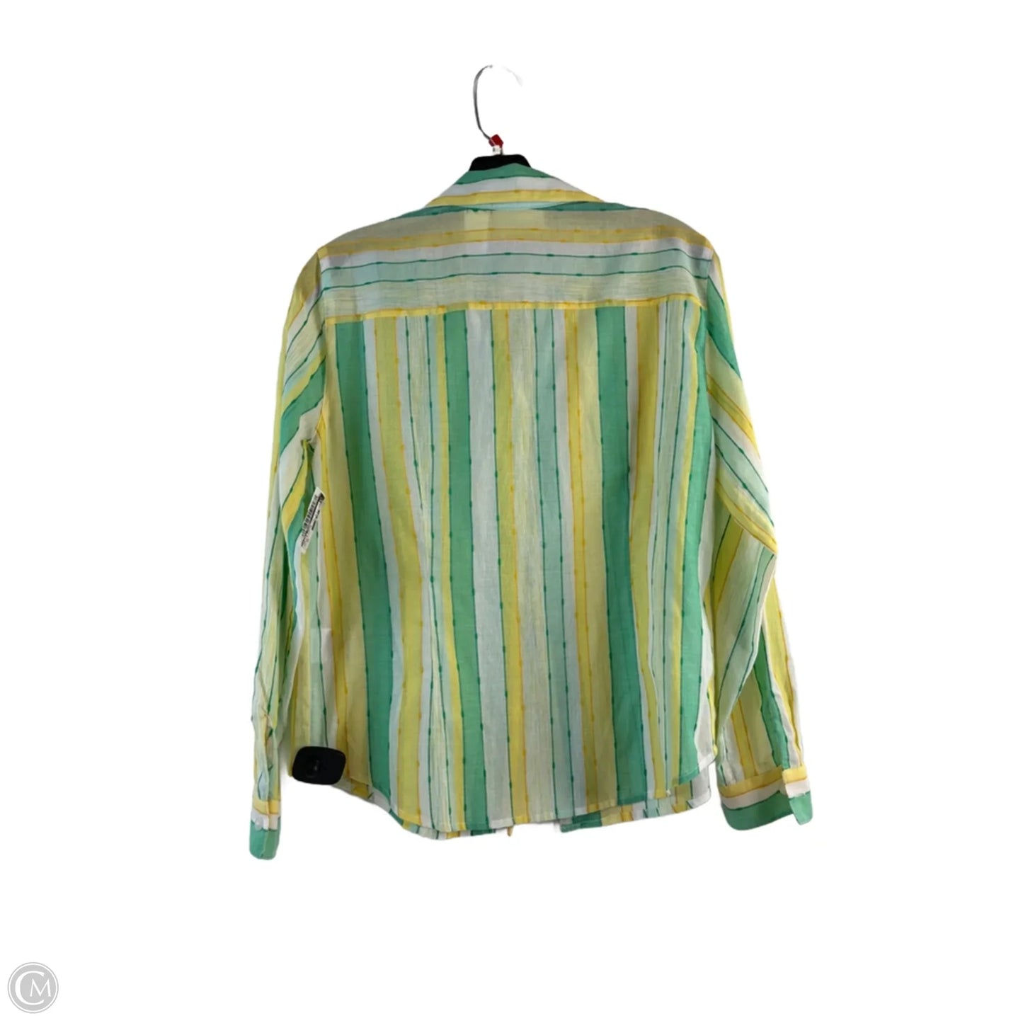 Top Long Sleeve Basic By Alfred Dunner In Green & Yellow, Size: Sp