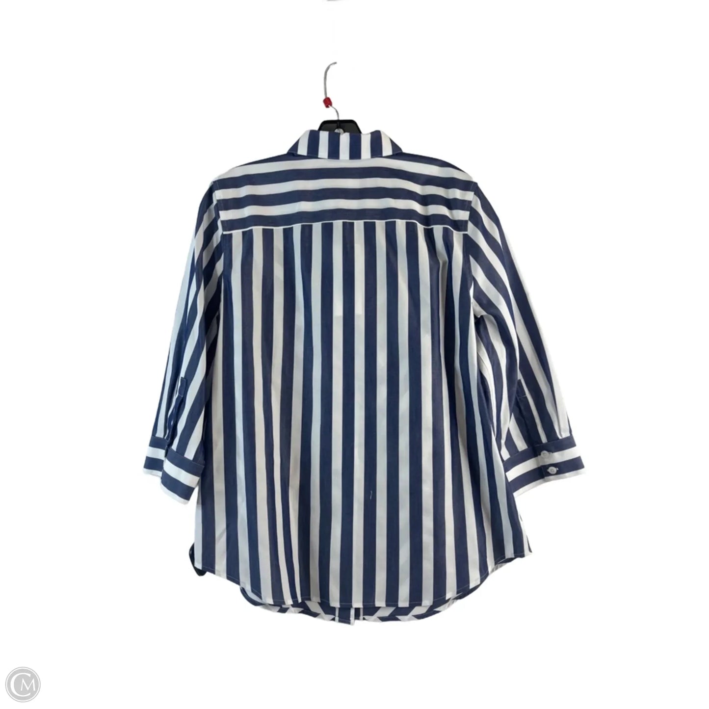 Top 3/4 Sleeve By Chicos In Striped Pattern, Size: M