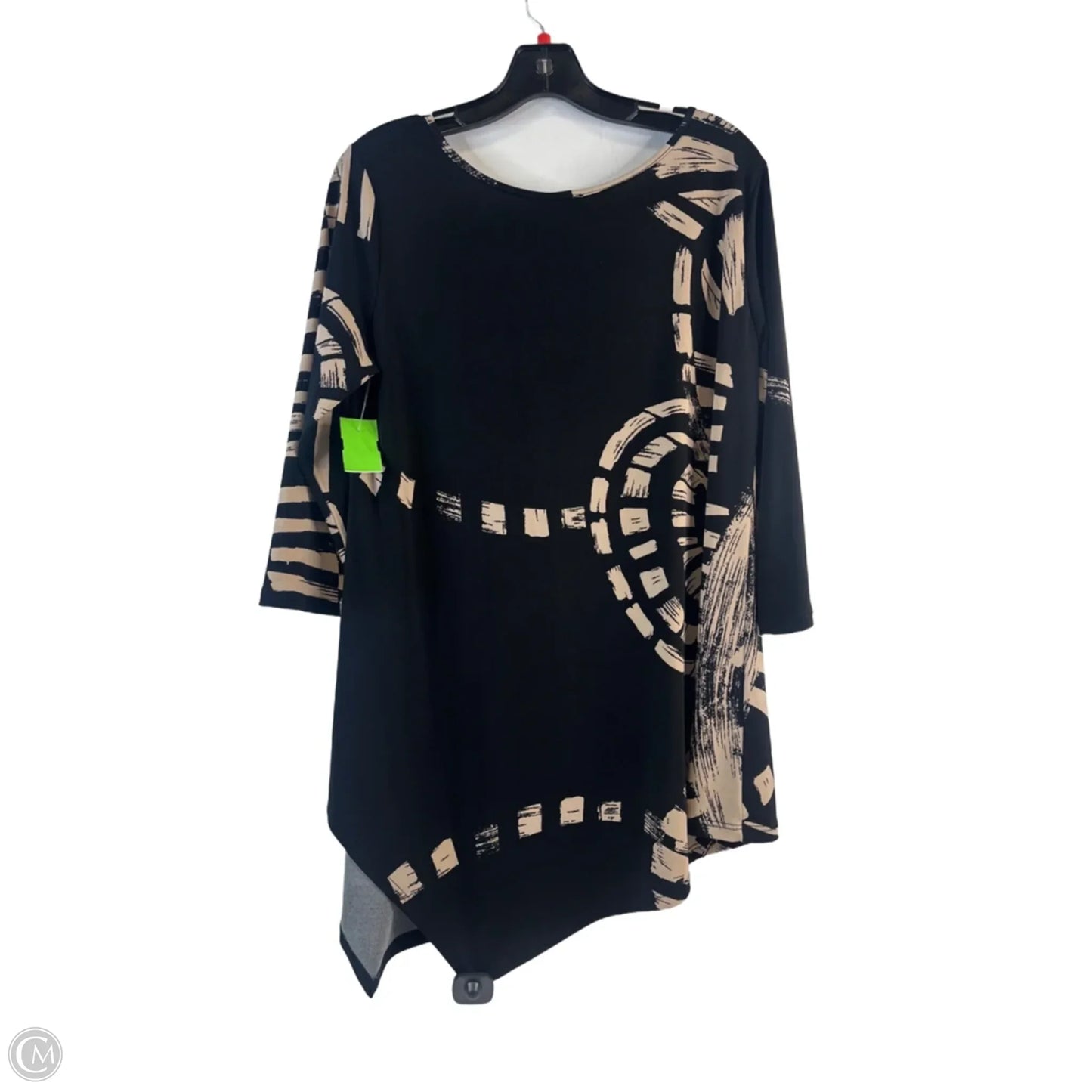 Top 3/4 Sleeve By Clara Sun Woo In Black & Tan, Size: S