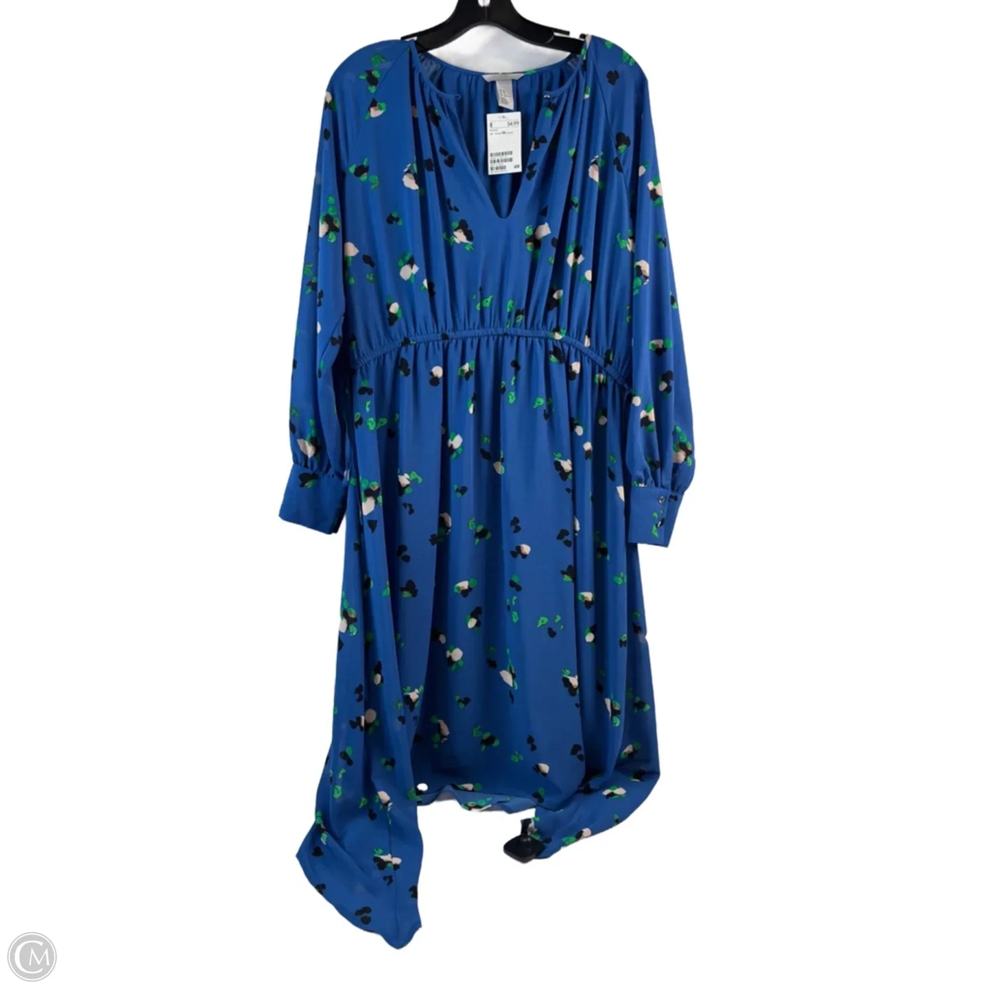 Dress Casual Midi By H&m In Blue & Green, Size: M