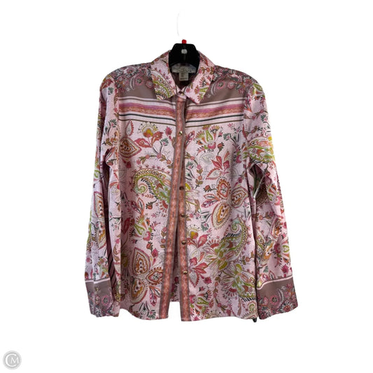 Top Long Sleeve By Rachel Zoe In Brown & Pink, Size: S