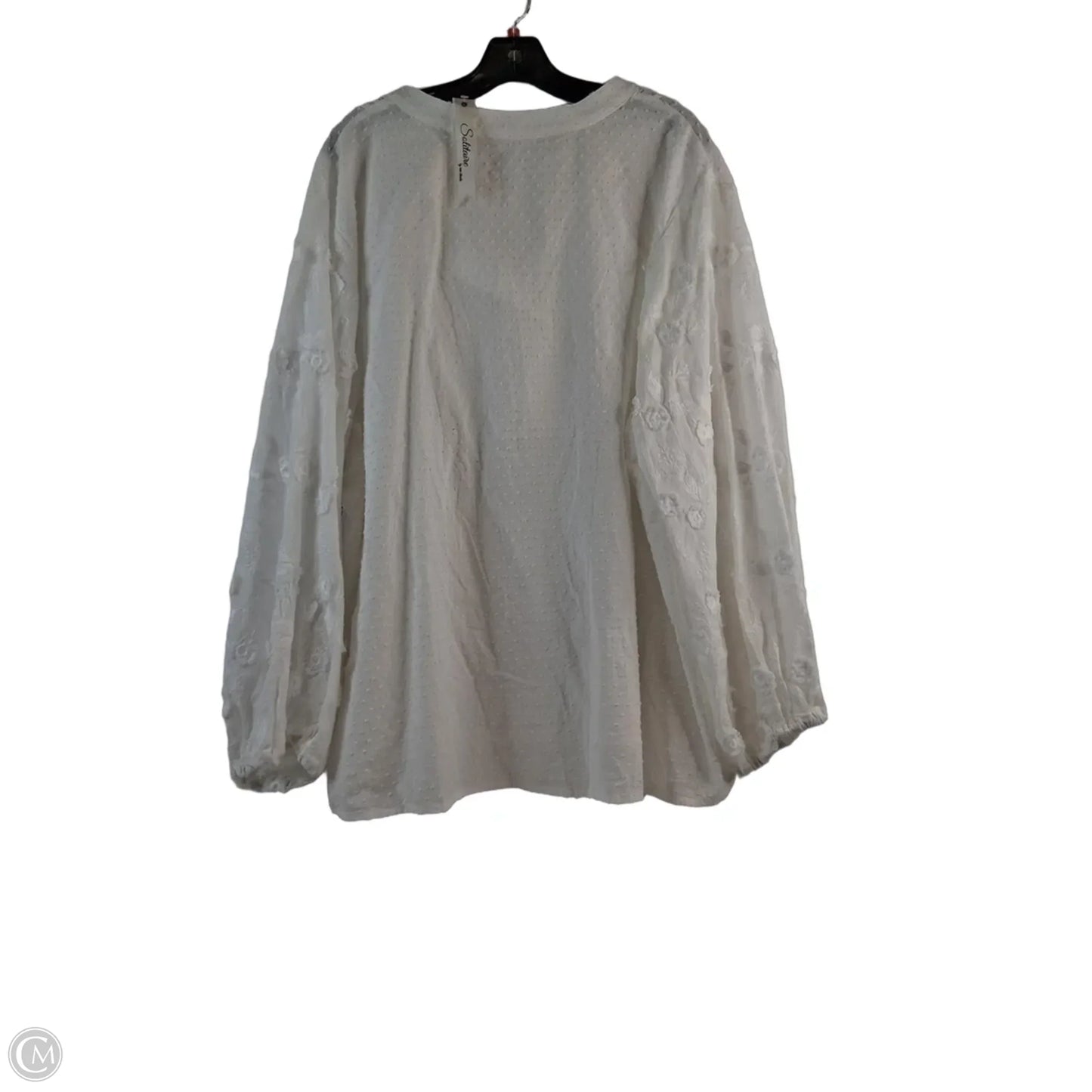 Top Long Sleeve By Solitaire In White, Size: 3x