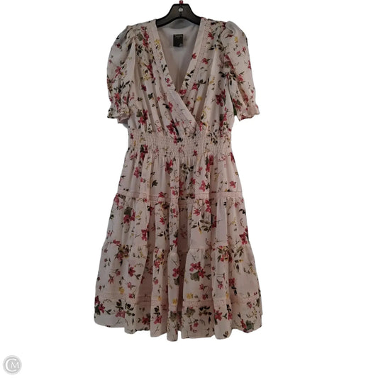 Dress Casual Midi By Taylor In Cream & Pink, Size: S
