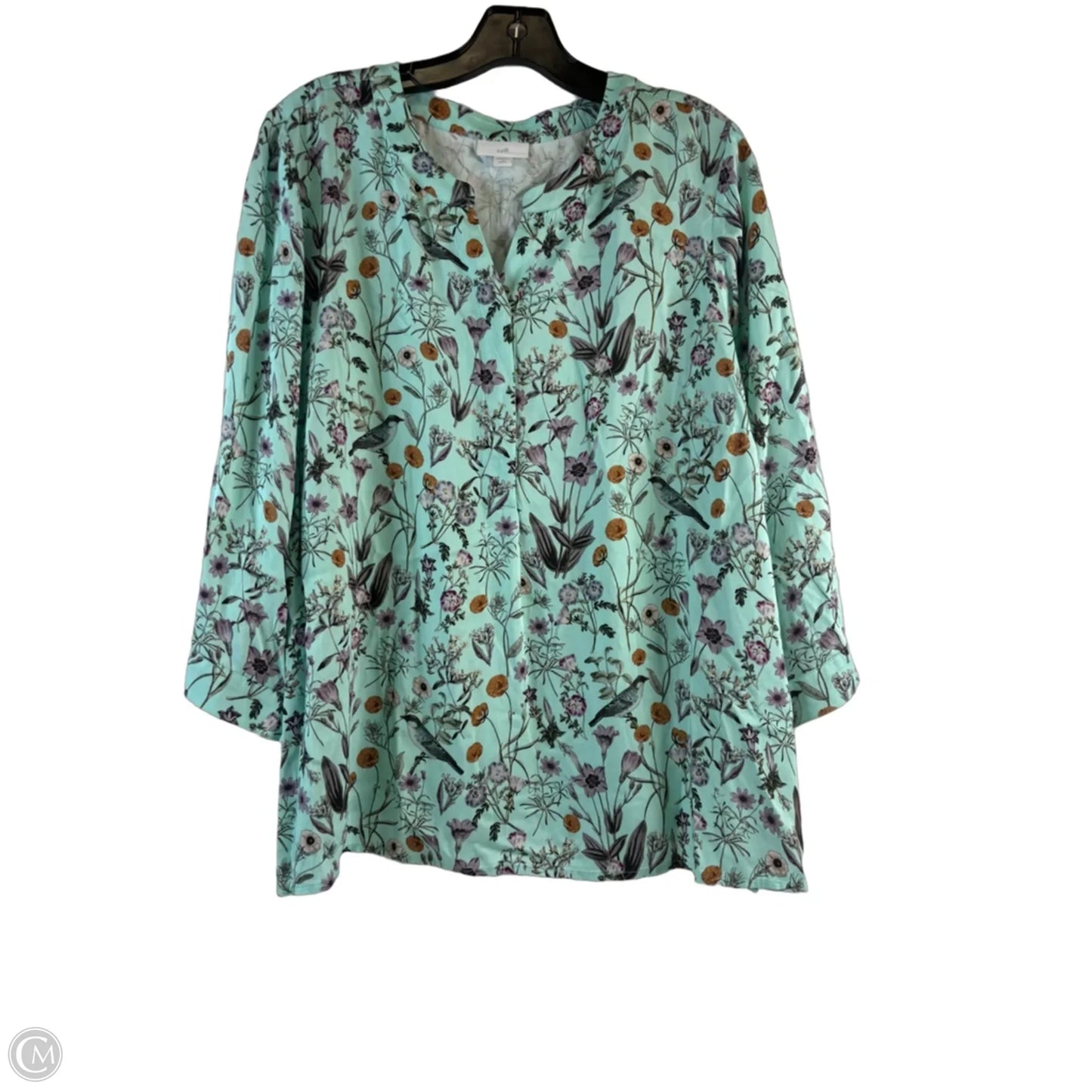 Top 3/4 Sleeve Basic By J. Jill In Floral Print, Size: Lp