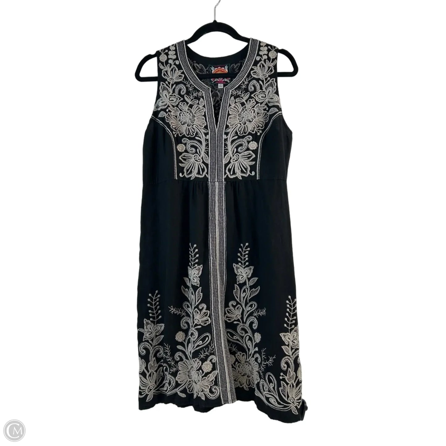 Dress Casual Midi By Johnny Was In Black & White, Size: M