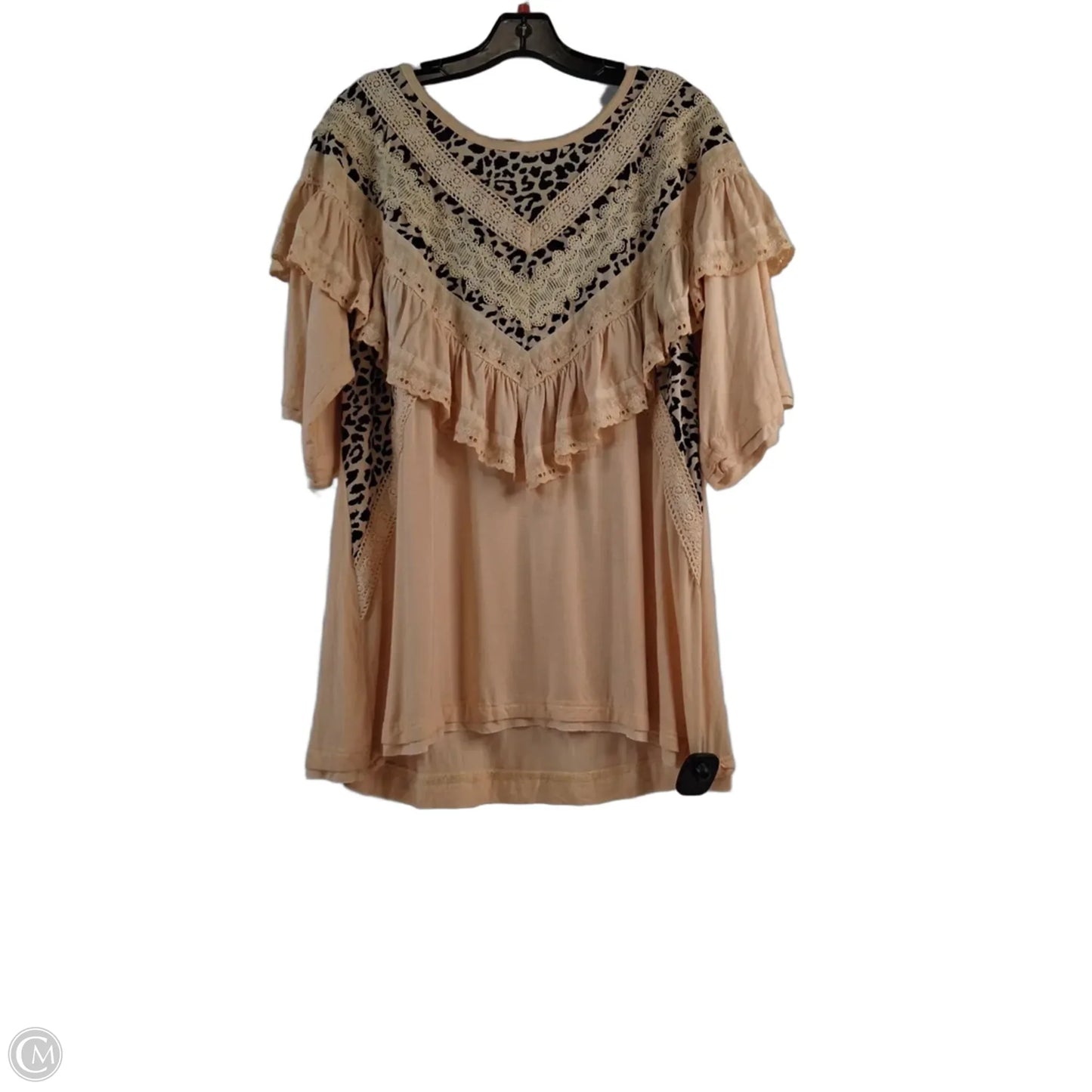Top Short Sleeve By Pol In Peach, Size: L