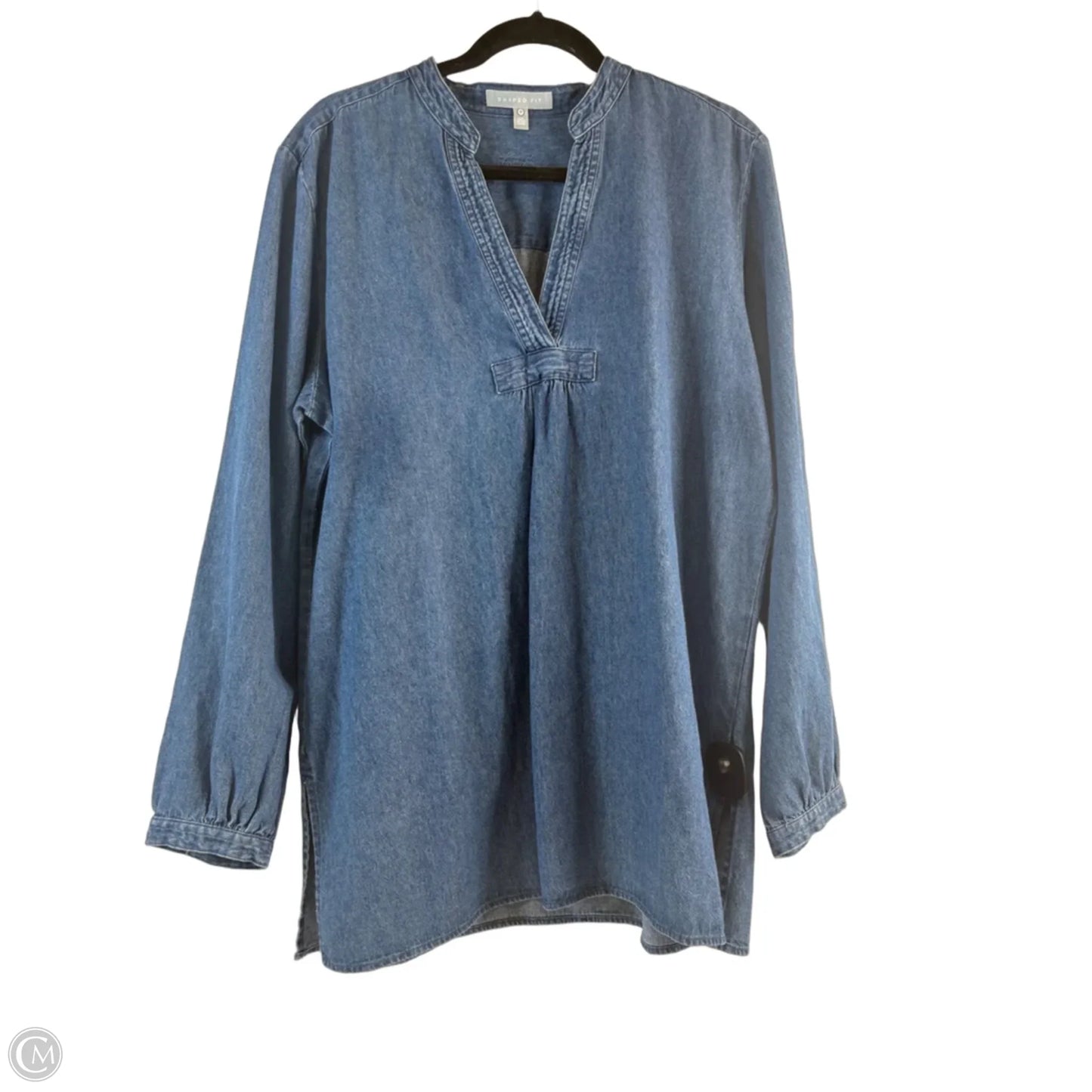 Top Long Sleeve By Clothes Mentor In Blue Denim, Size: L