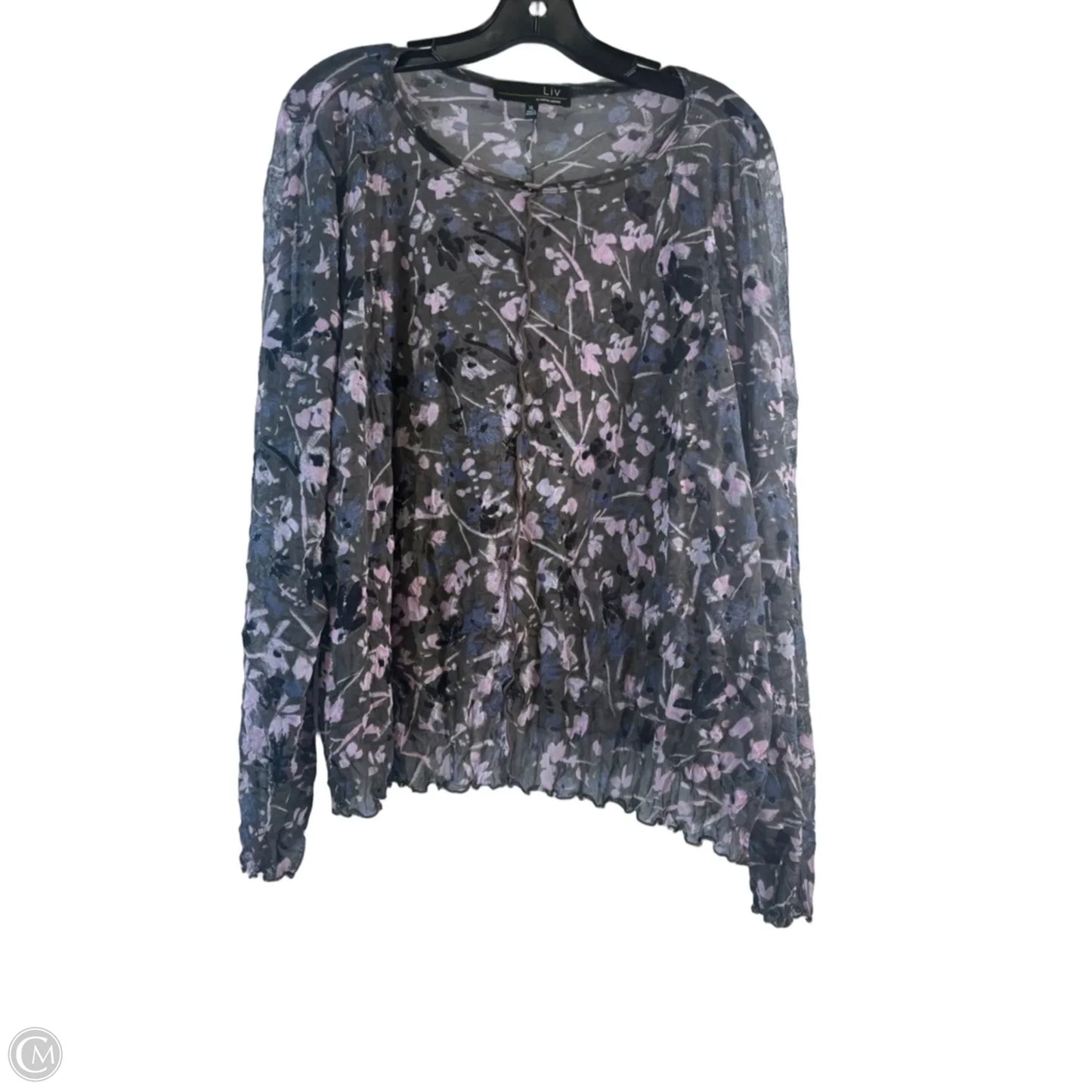 Top Long Sleeve By Habitat In Grey & Pink, Size: Xl