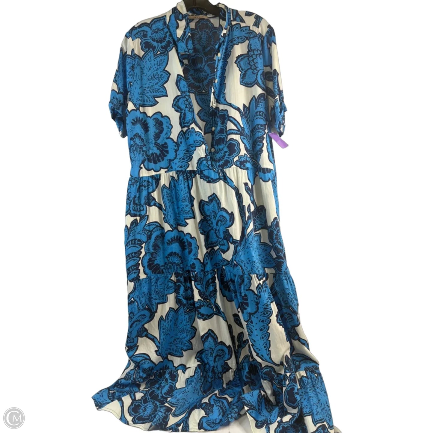 Dress Casual Maxi By Clothes Mentor In Blue & White, Size: L