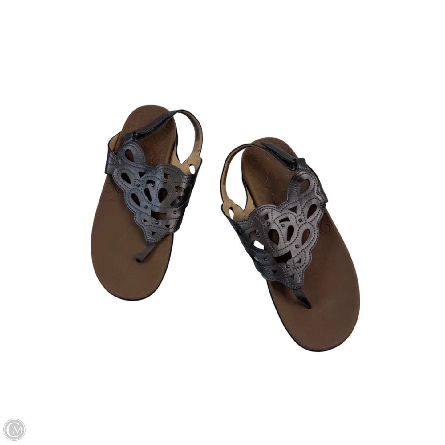 Sandals Flats By Rockport In Silver & Tan, Size: 9
