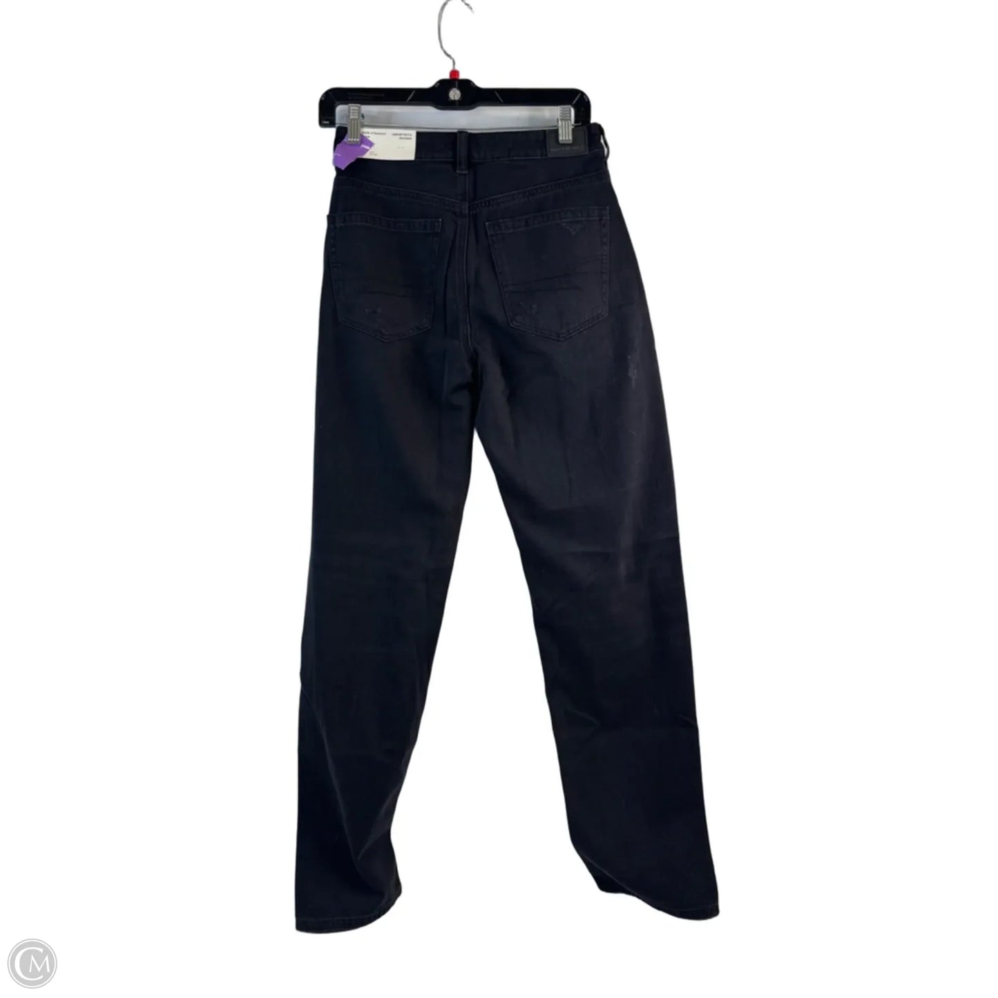 Jeans Straight By American Eagle In Black Denim, Size: 4