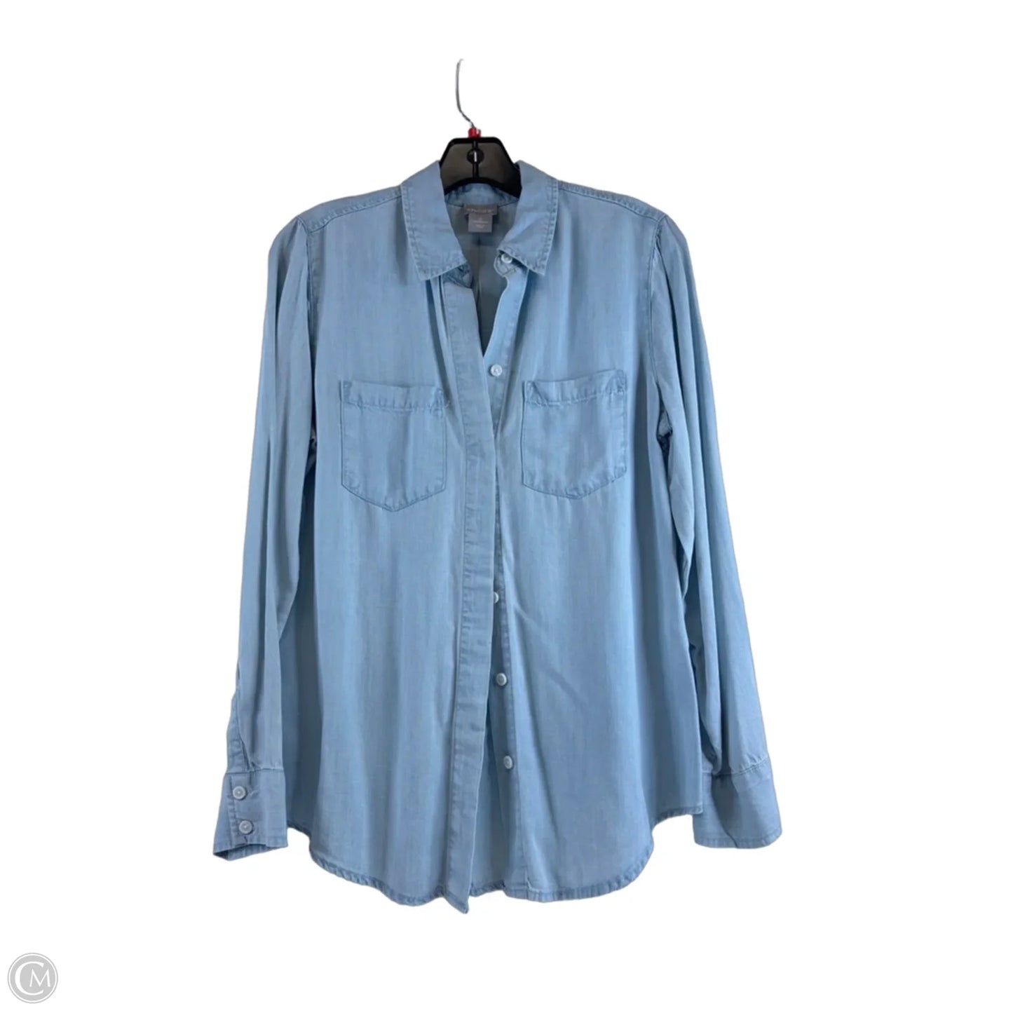 Top Long Sleeve By Chicos In Blue Denim, Size: S