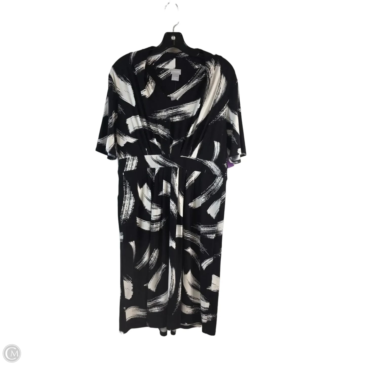 Dress Casual Midi By Chicos In Black & White, Size: M
