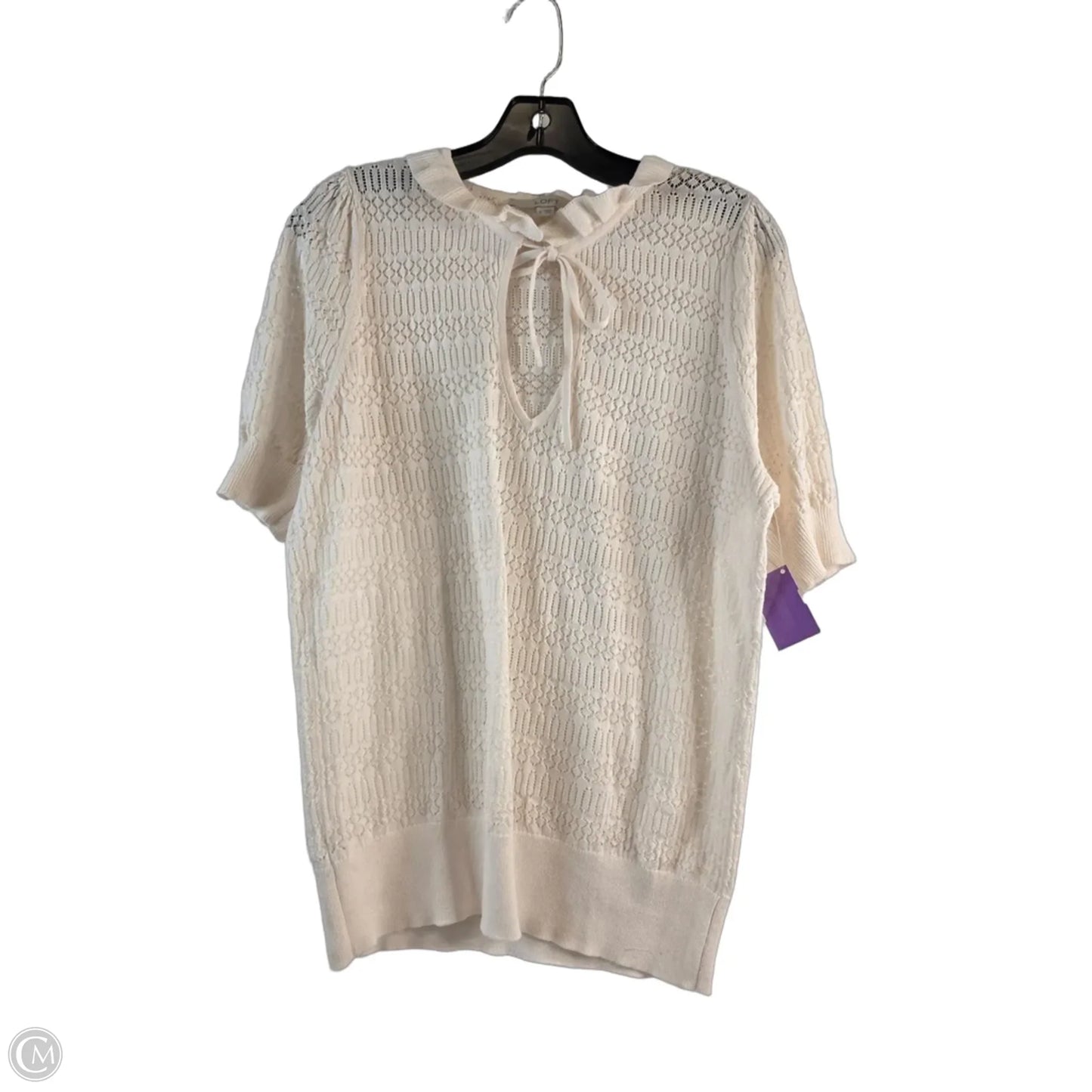 Top Short Sleeve By Loft In Cream, Size: M