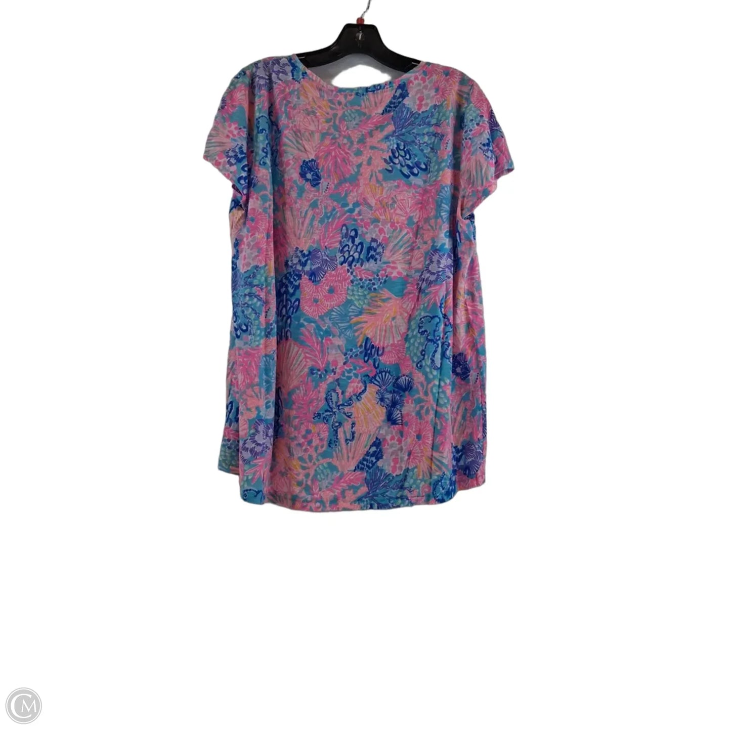 Top Short Sleeve Designer By Lilly Pulitzer In Blue & Pink, Size: Xl