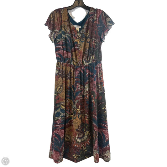 Dress Casual Midi By Christopher And Banks In Blue & Tan, Size: Sp