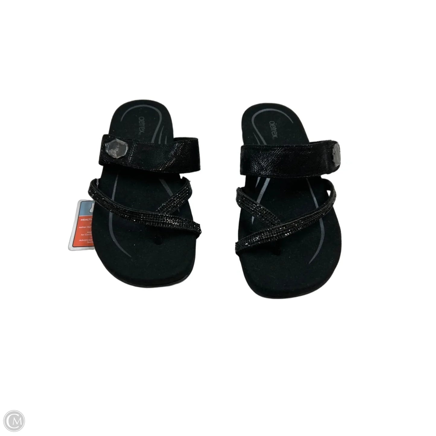 Sandals Flats By Aetrex In Black, Size: 9.5