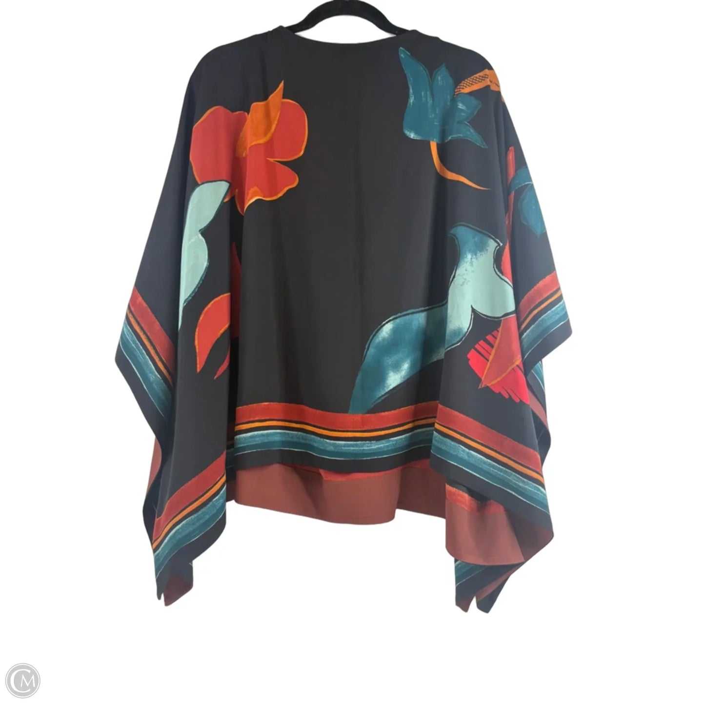 Poncho By Chicos In Black & Orange, Size: M
