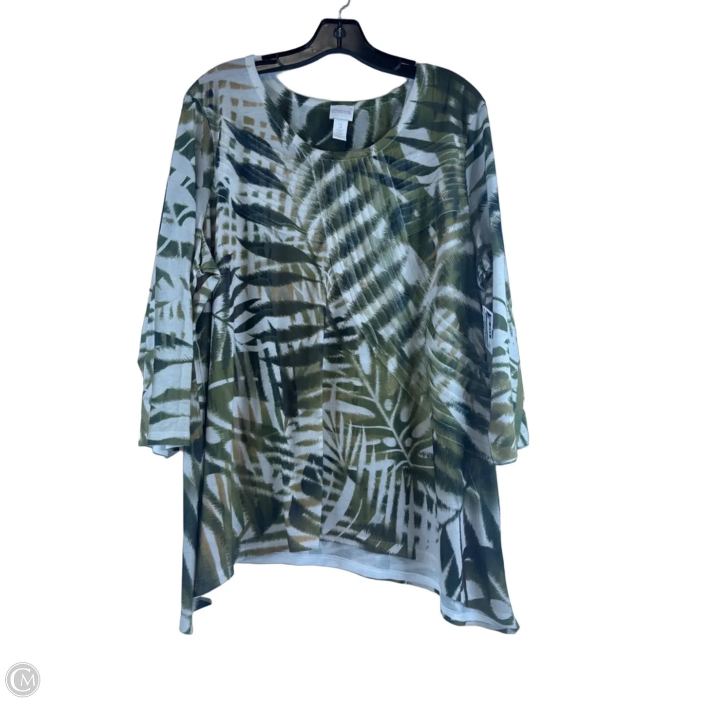 Top 3/4 Sleeve By Chicos In Green, Size: Xl