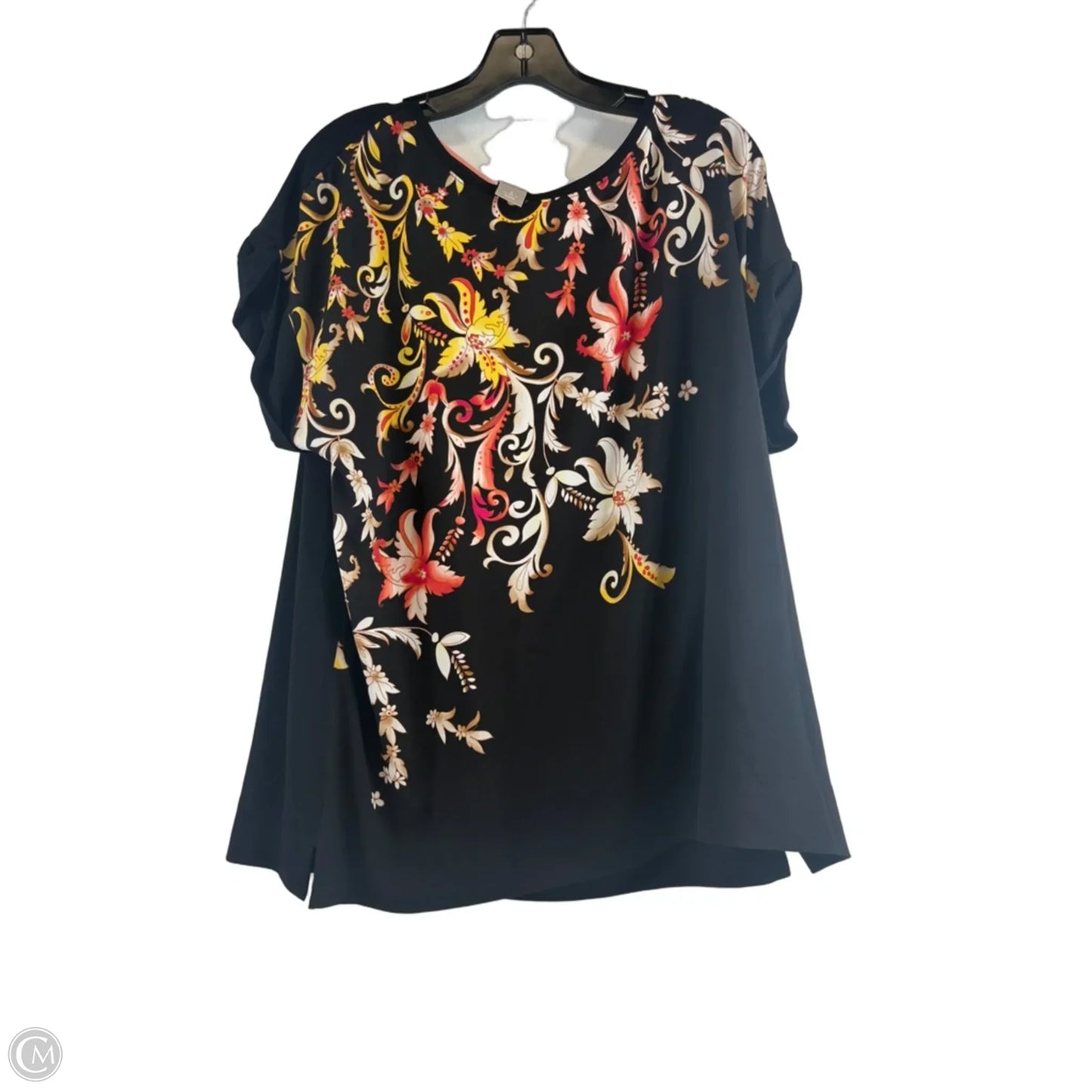Top Short Sleeve By Chicos In Black & Yellow, Size: Xl