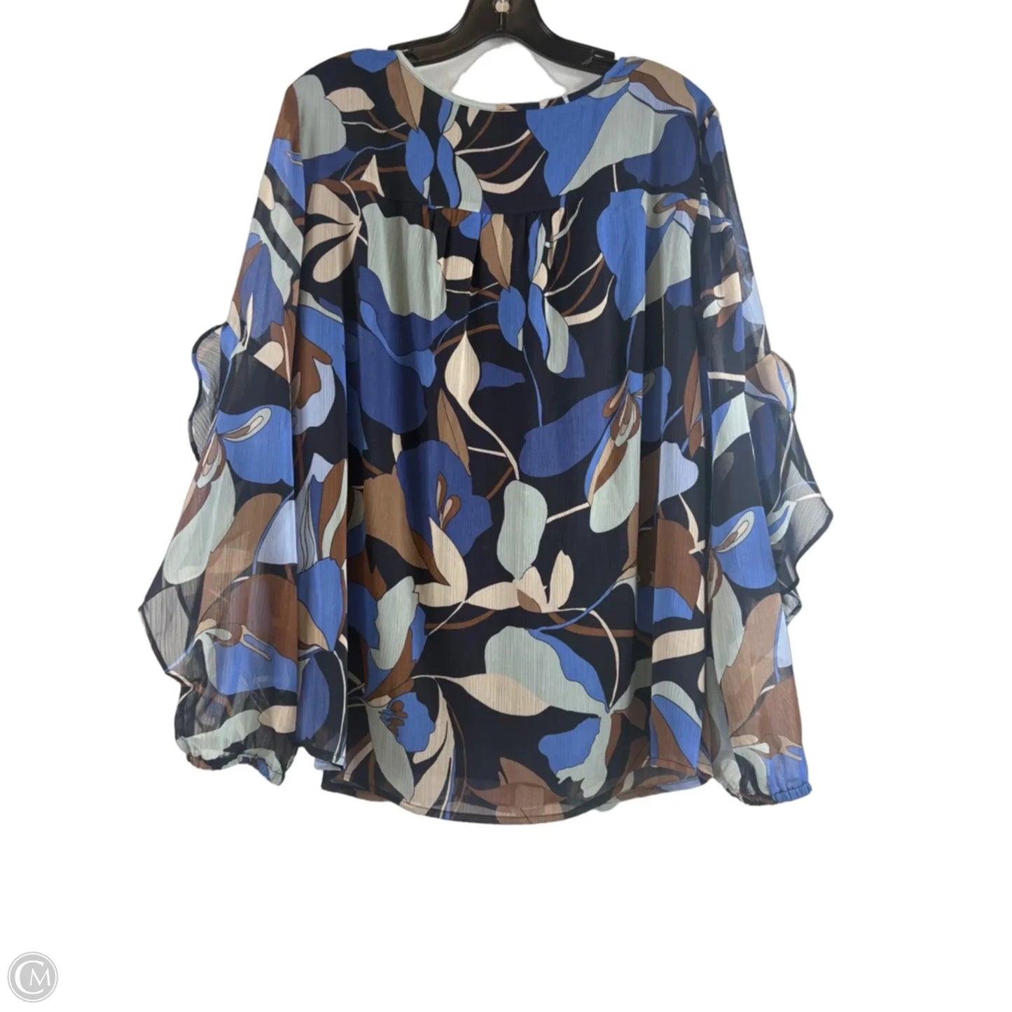 Top Long Sleeve By Chicos In Blue & Tan, Size: Xl