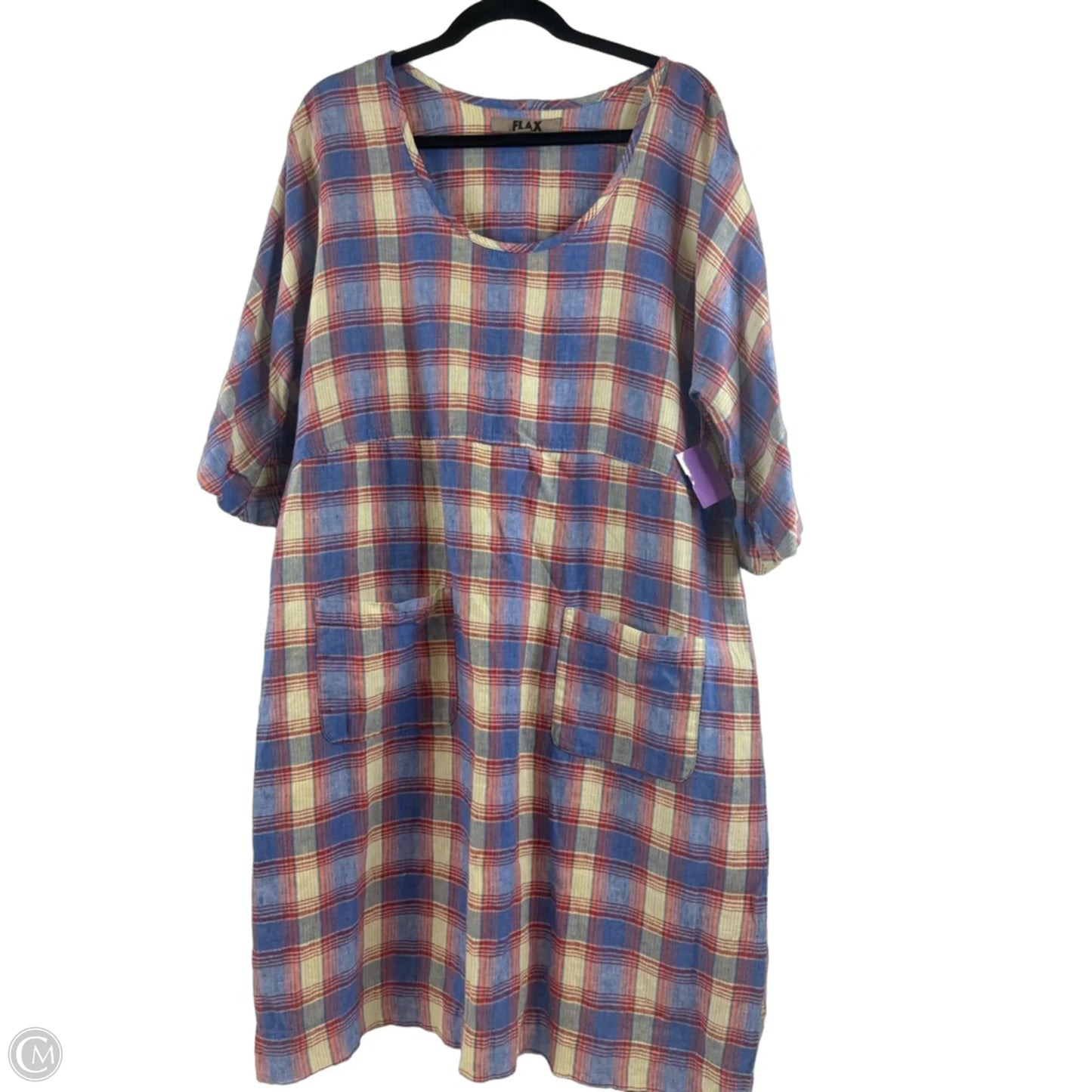 Dress Casual Midi By Flax In Plaid Pattern, Size: M