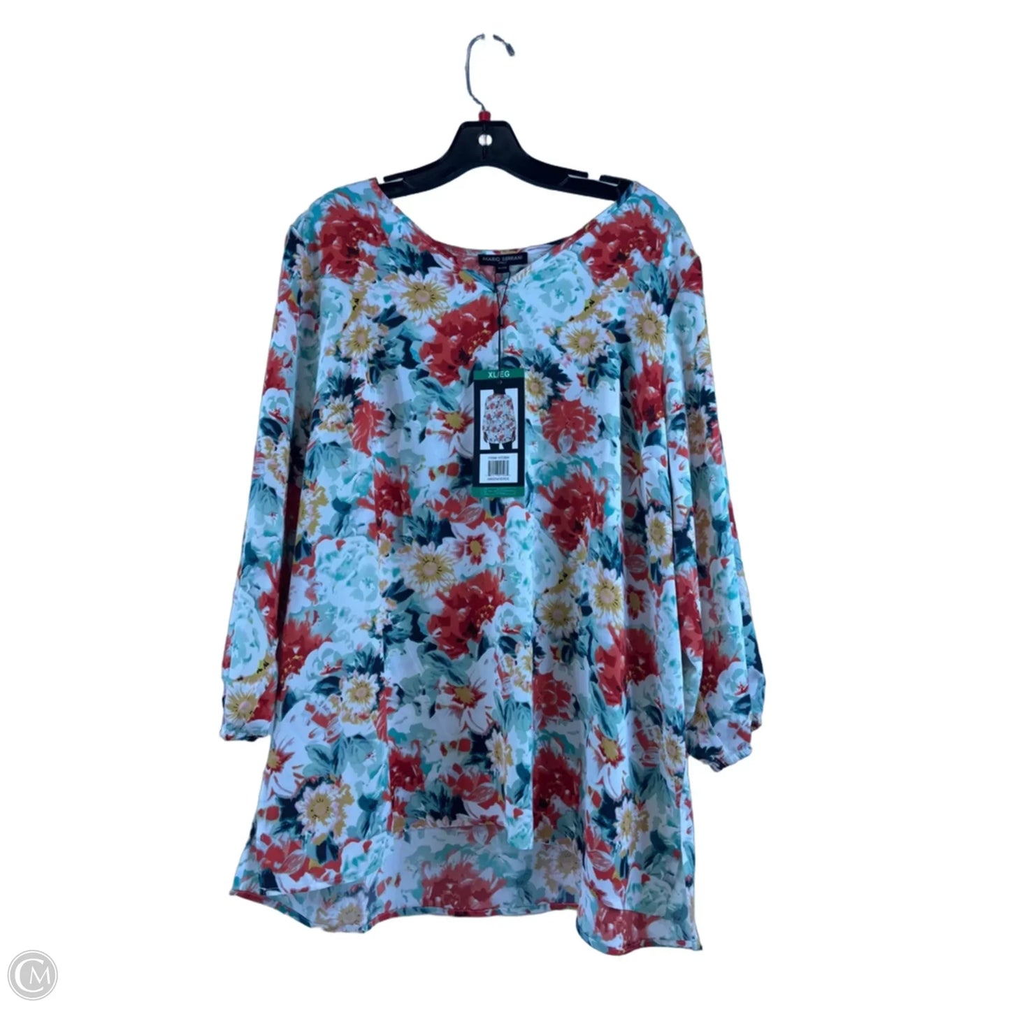 Top 3/4 Sleeve By Mario Serrani In Floral Print, Size: Xl