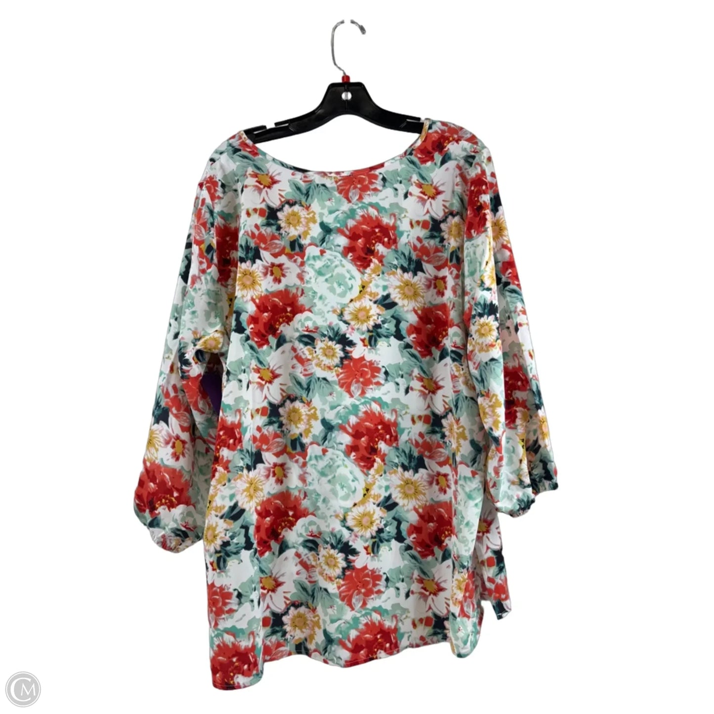 Top 3/4 Sleeve By Mario Serrani In Floral Print, Size: Xl