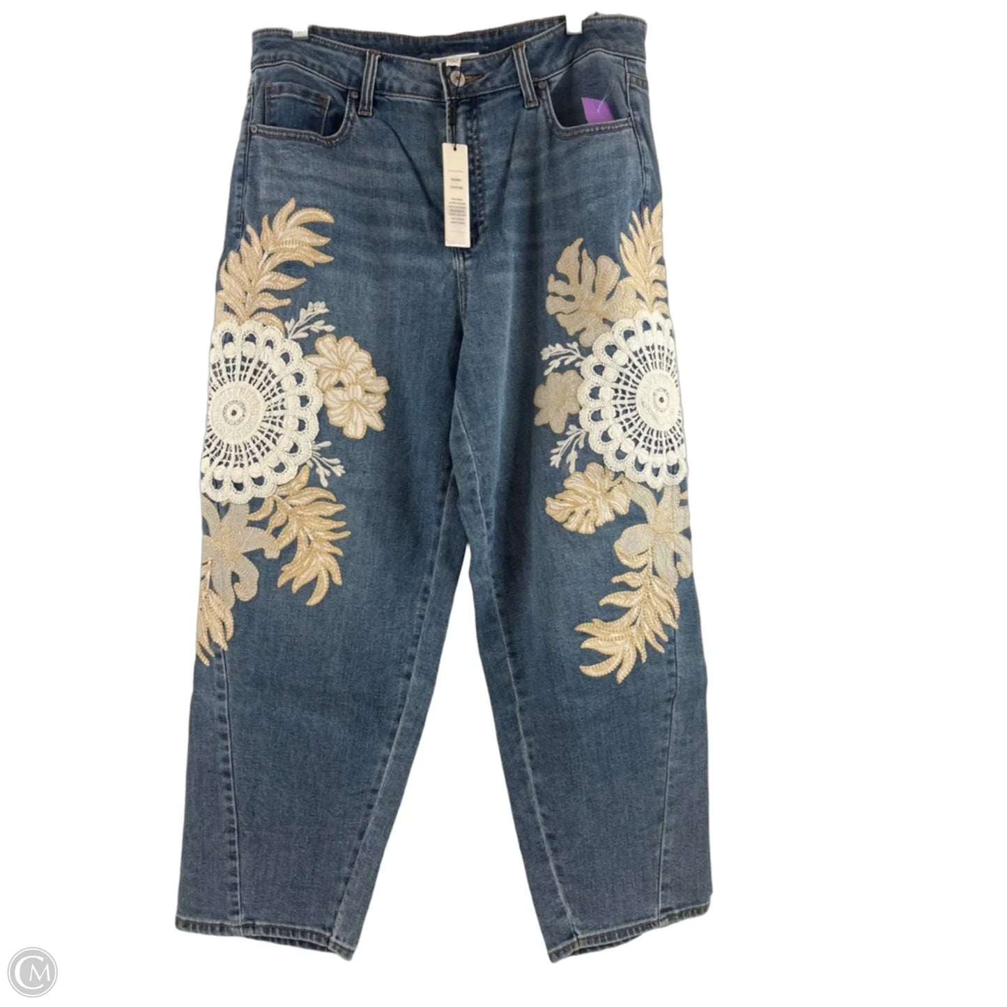 Jeans Cropped By Chicos In Blue Denim, Size: 10