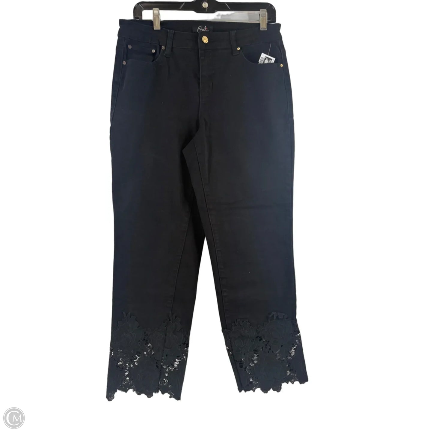 Jeans Skinny By Earl Jean In Black Denim, Size: 12