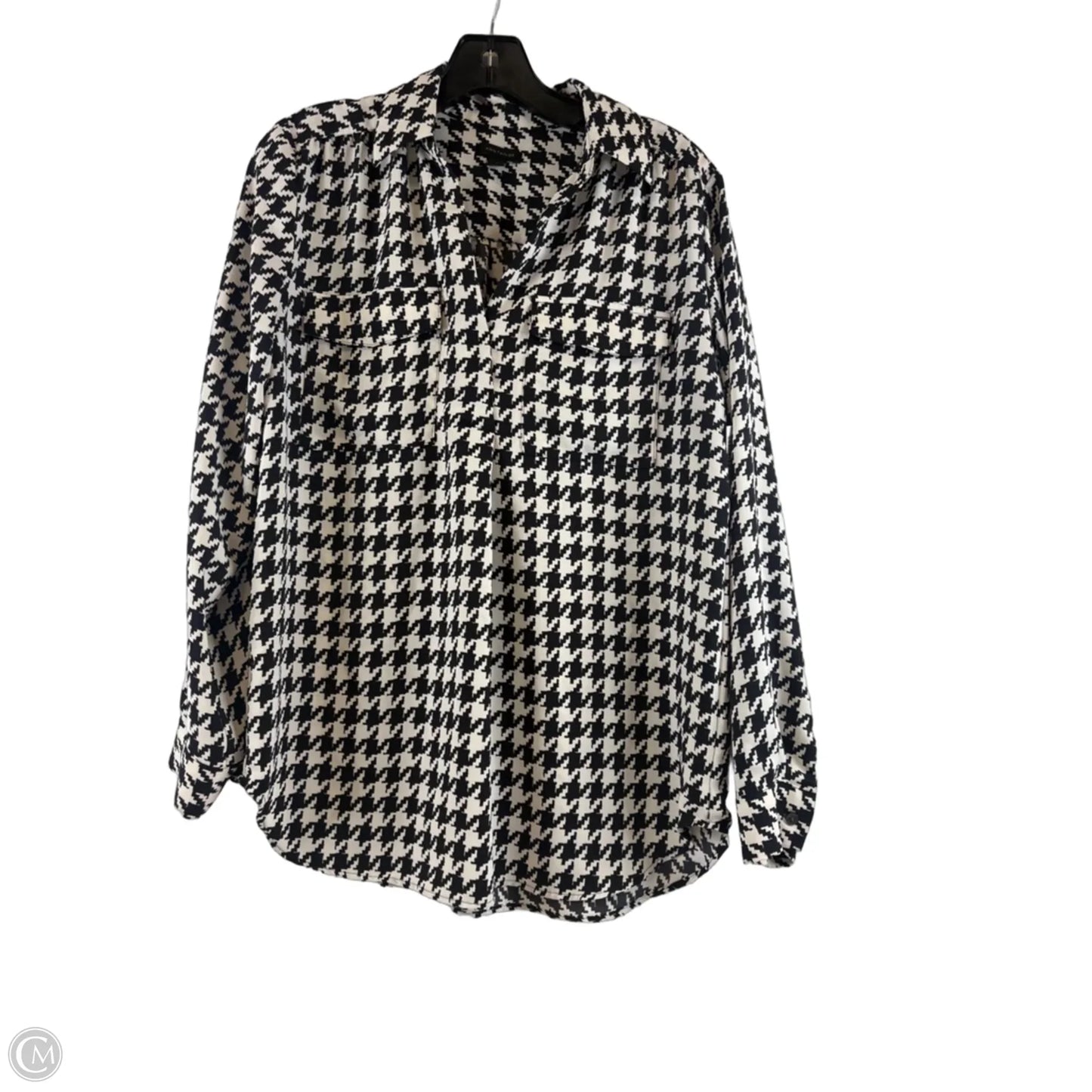 Top Long Sleeve By Ann Taylor In Black & White, Size: S