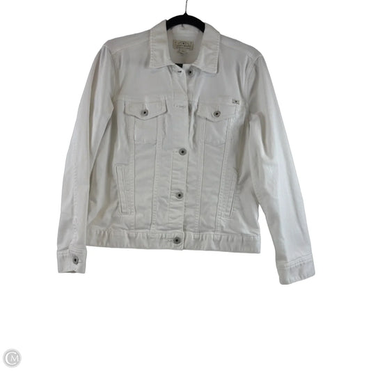 Jacket Denim By Lucky Brand In White Denim, Size: L