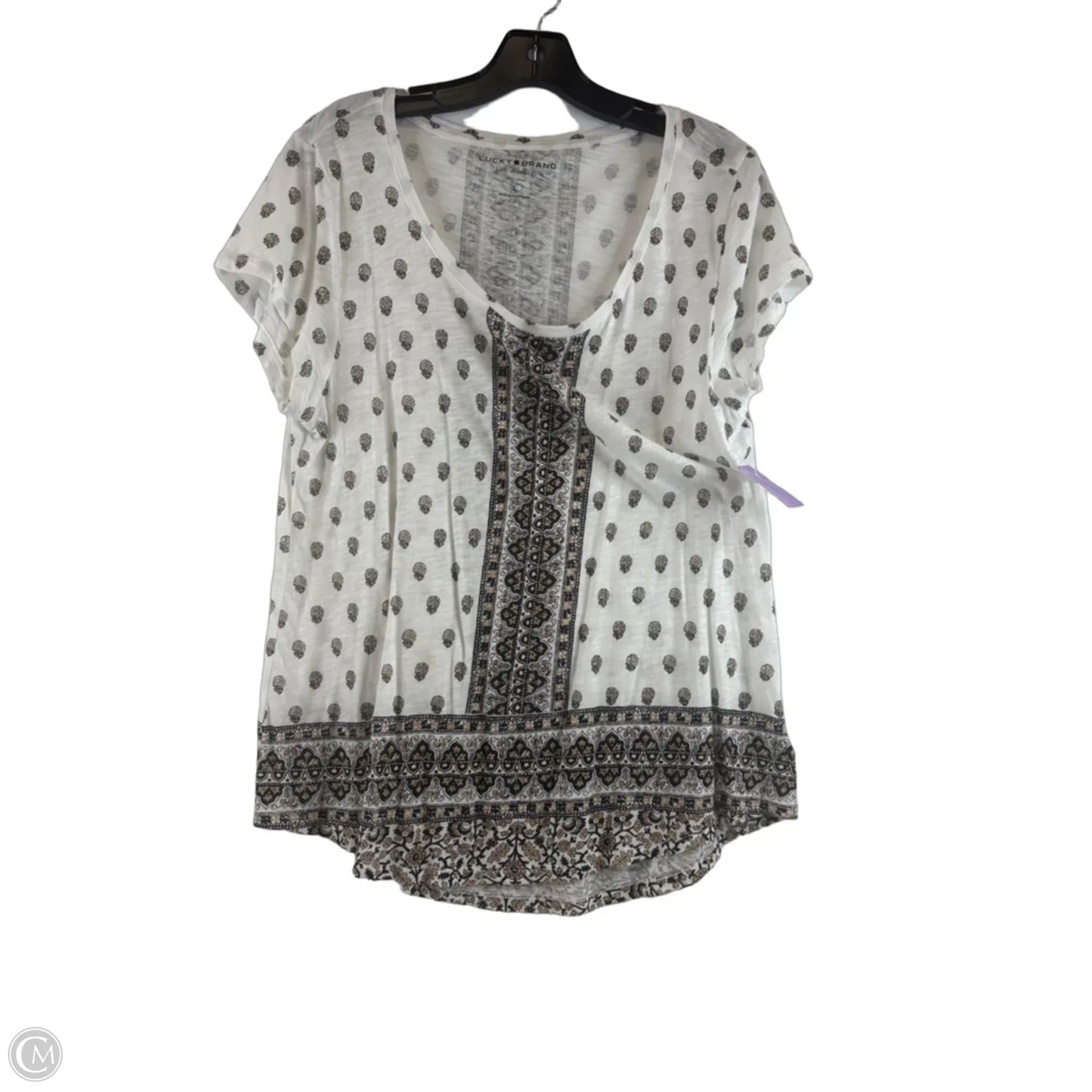 Top Short Sleeve Basic By Lucky & Blessed In Green & White, Size: L