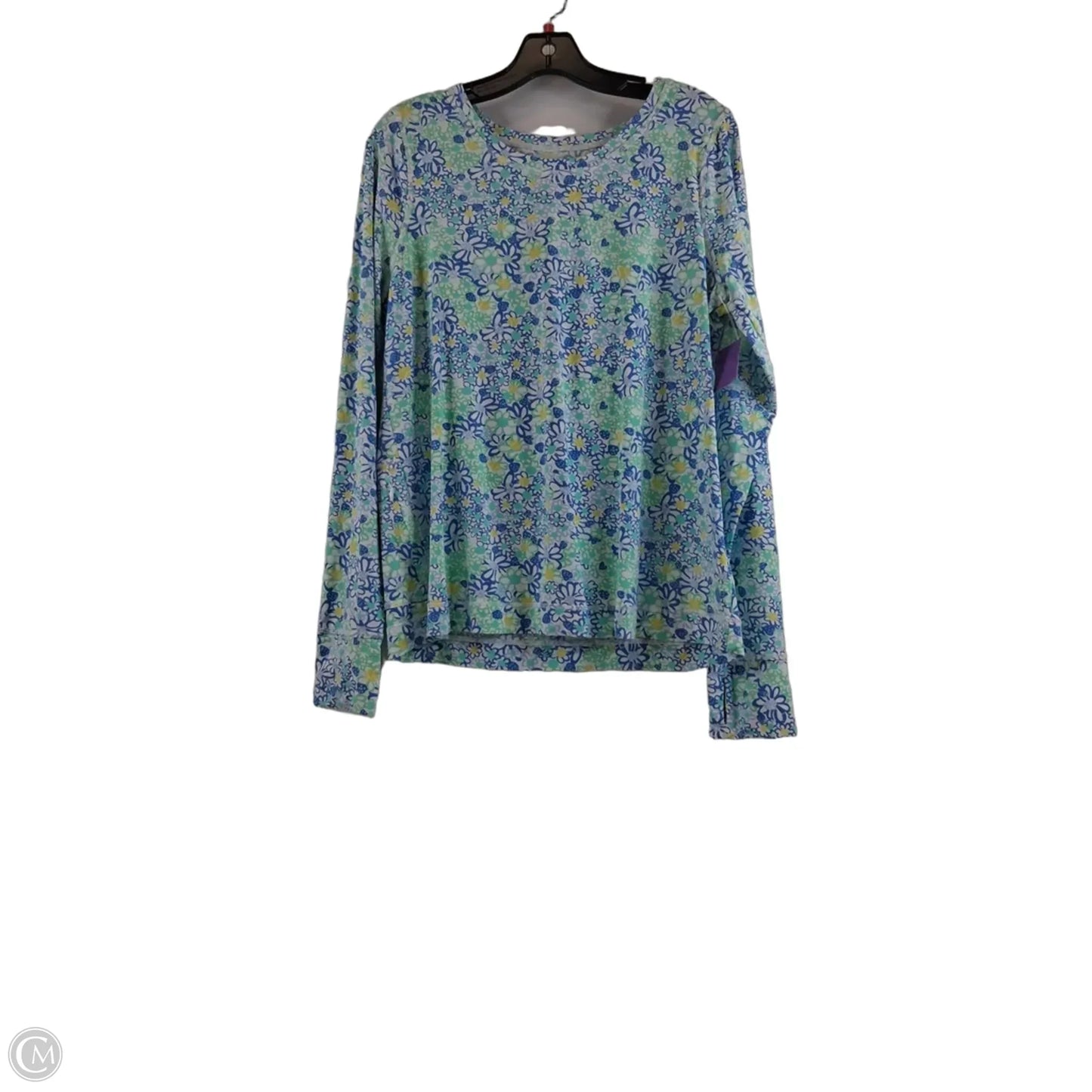 Top Long Sleeve Designer By Lilly Pulitzer In Blue & Green, Size: L