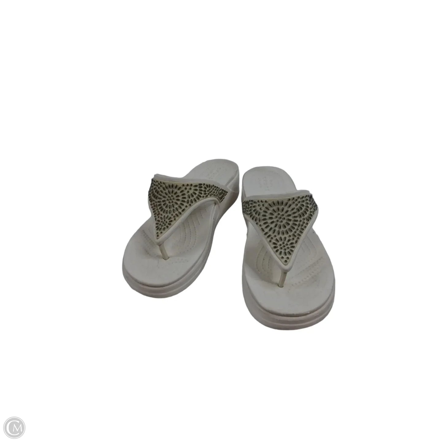 Sandals Heels Wedge By Crocs In White, Size: 9