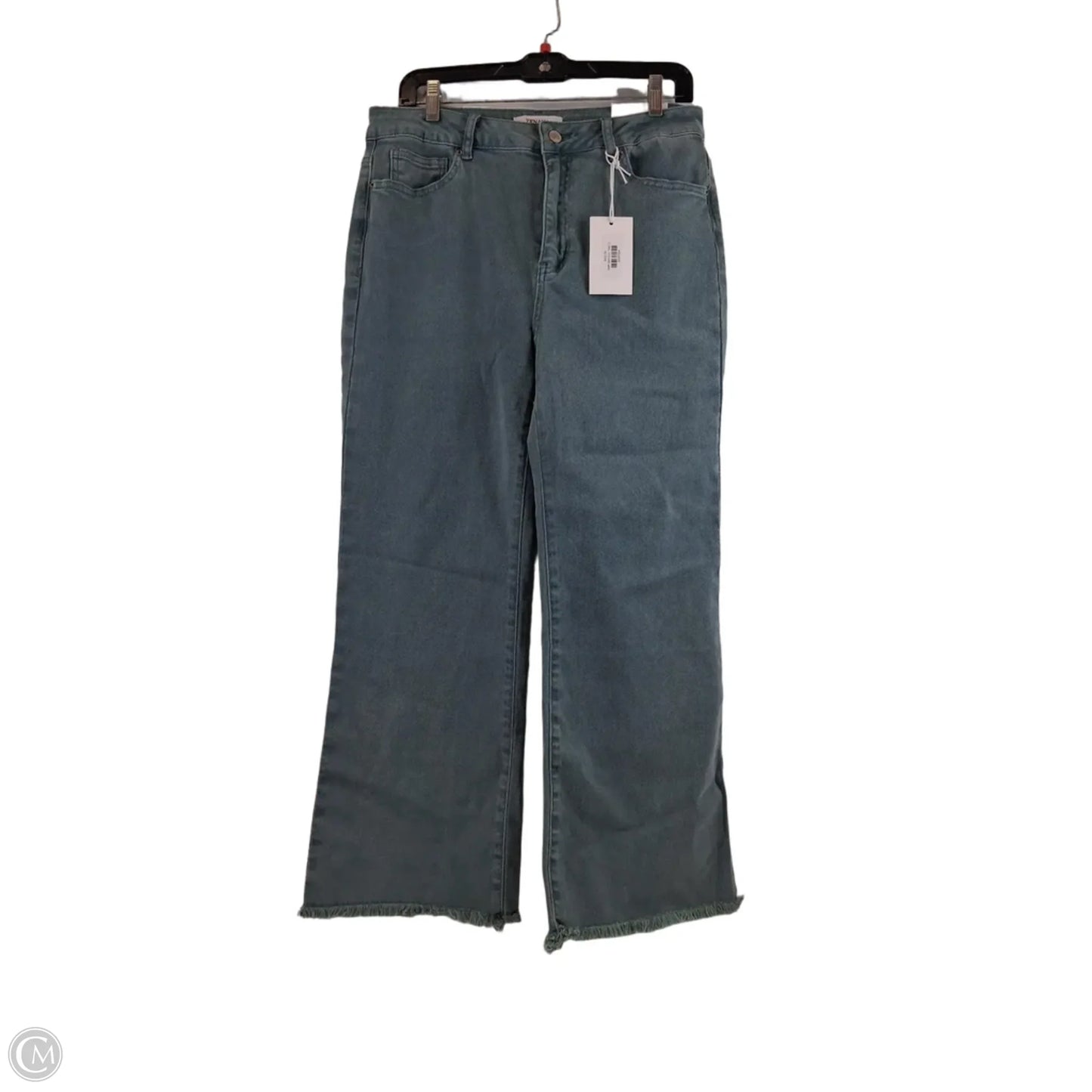 Jeans Flared By Zenana In Green Denim, Size: 12