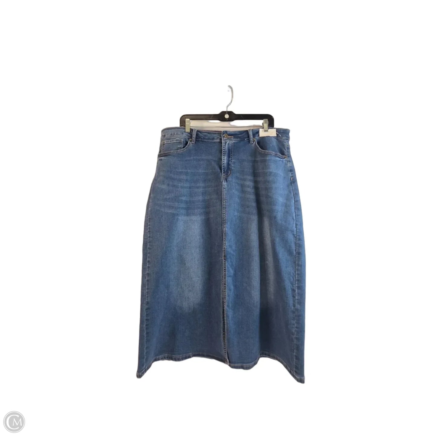 Skirt Midi By Clothes Mentor In Blue Denim, Size: 18