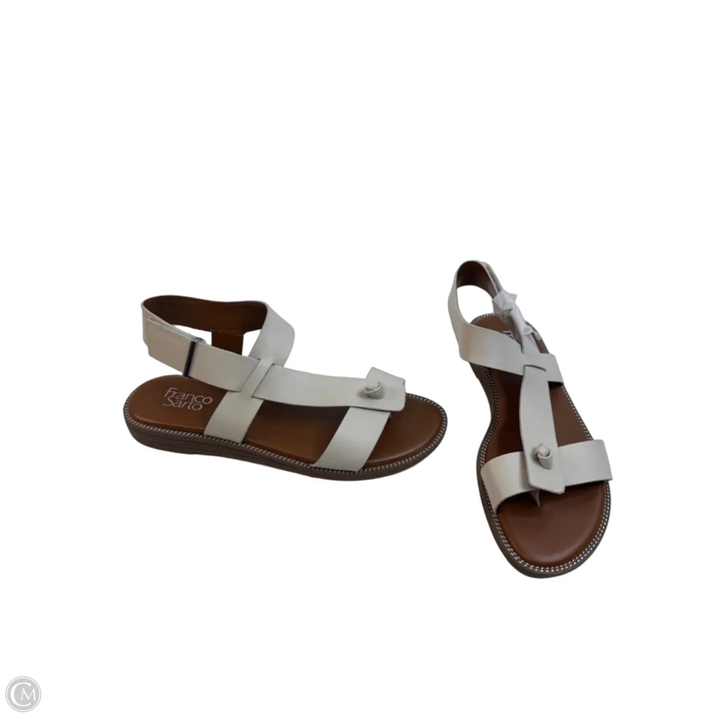 Sandals Flats By Franco Sarto In Tan & White, Size: 8.5