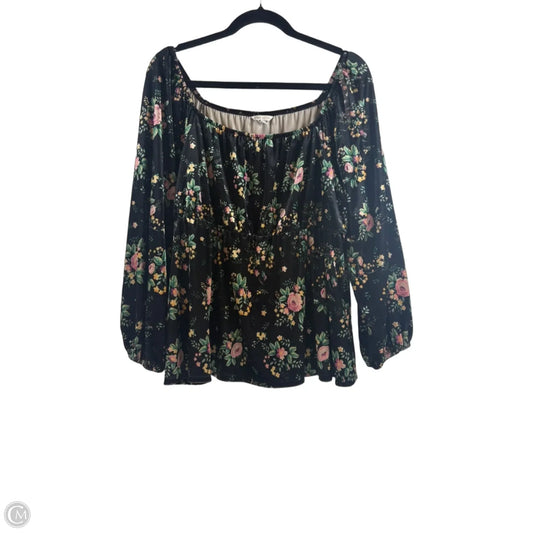Top 3/4 Sleeve By Cato In Black & Yellow, Size: Xl