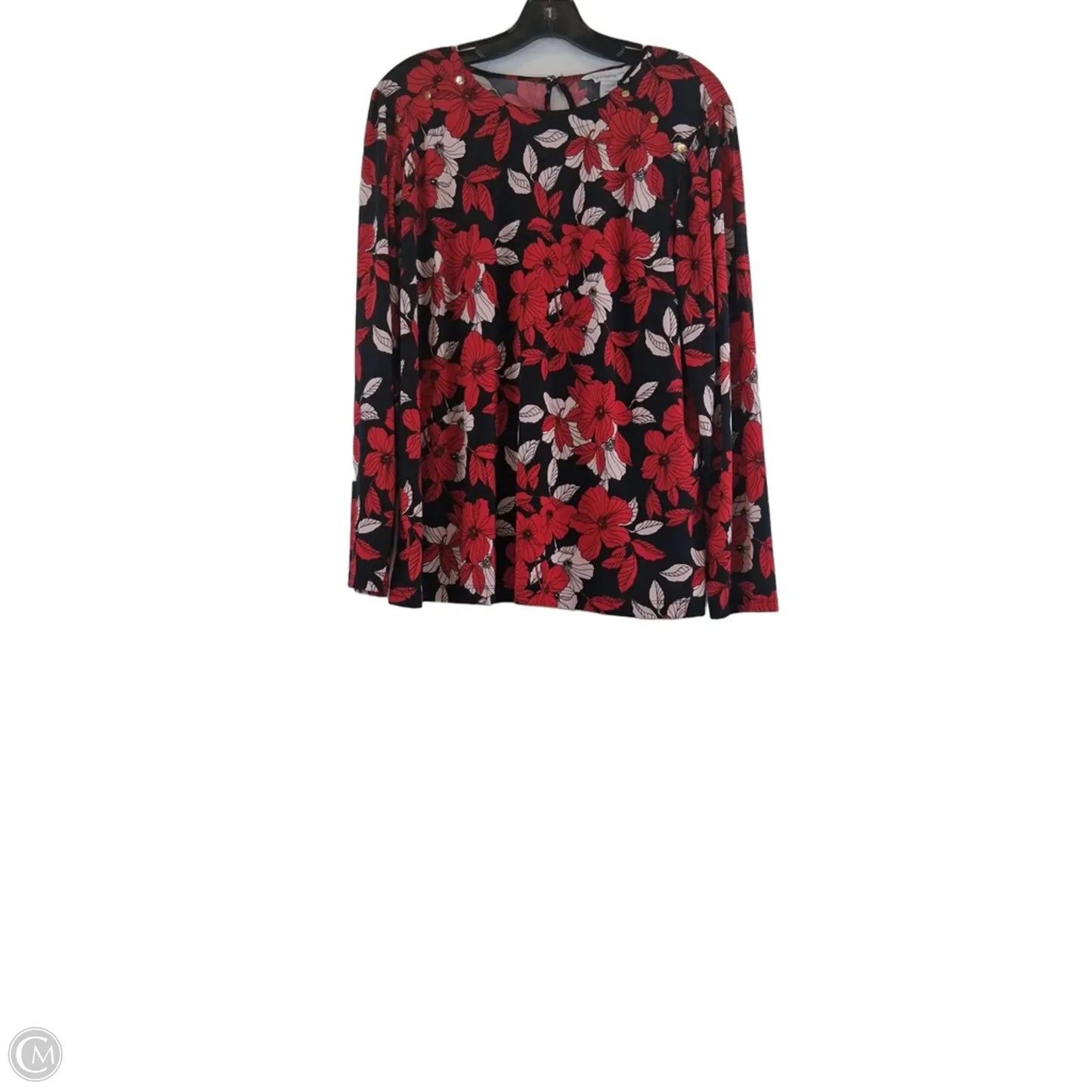 Top Long Sleeve By Liz Claiborne In Black & Red, Size: Xlp