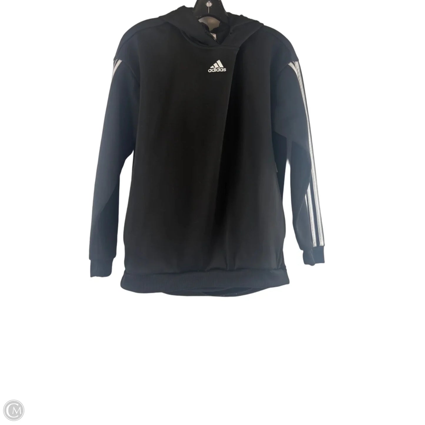 Athletic Sweatshirt Hoodie By Adidas In Black & White, Size: M