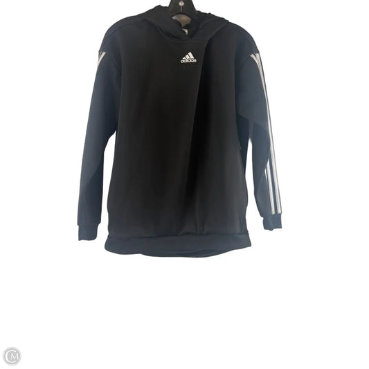 Athletic Sweatshirt Hoodie By Adidas In Black & White, Size: M