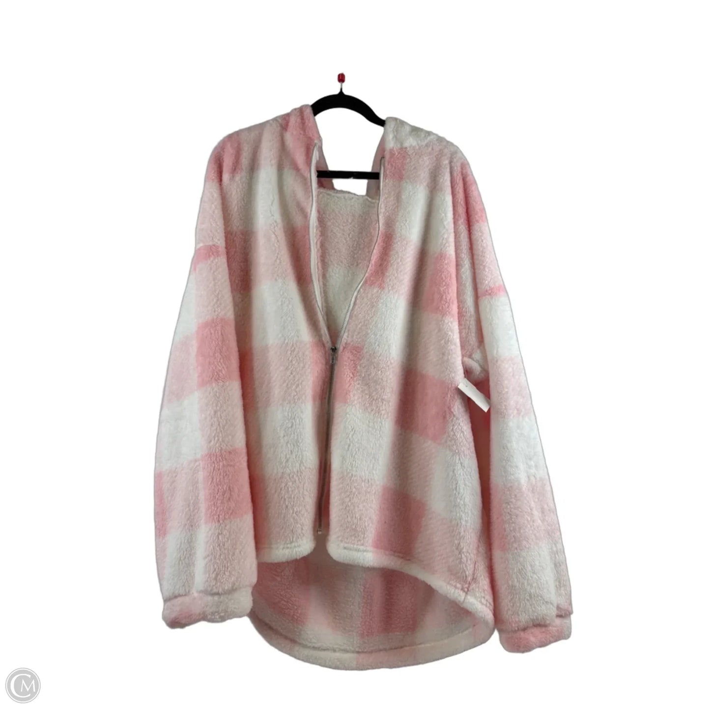 Jacket Faux Fur & Sherpa By Clothes Mentor In Pink & White, Size: 3x