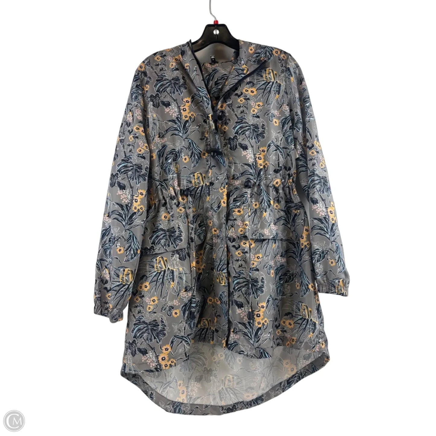 Jacket Windbreaker By Vera Bradley In Grey & Yellow, Size: S
